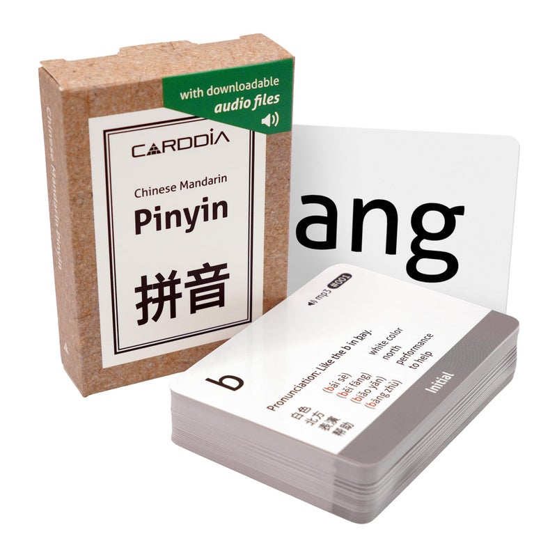 CARDDIA Chinese Mandarin Pinyin Flashcards with Audio MP3 - Comprehensive Learning Kit for Beginners and Enthusiasts, Durable & Portable - Image 1